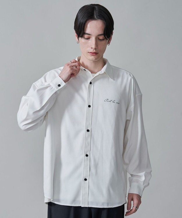 WEGO アムンゼンワンポイントBIGシャツ（LS） ホワイト