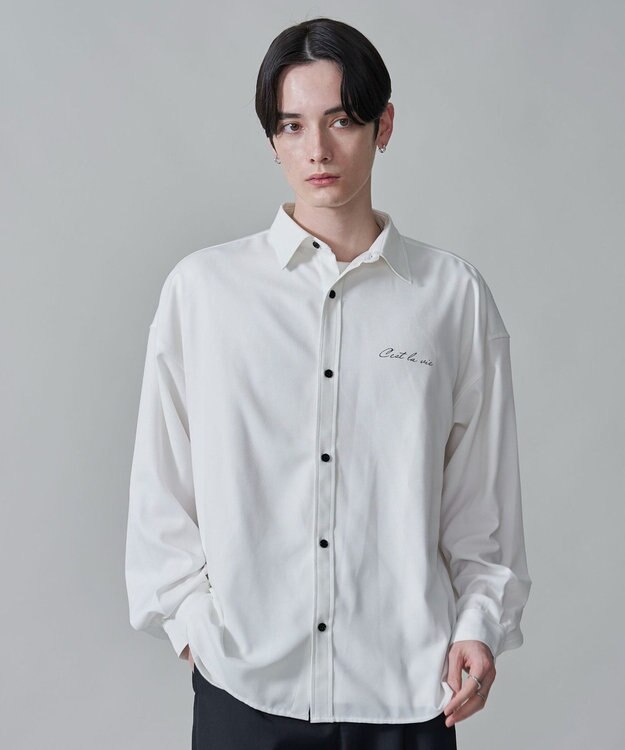 WEGO アムンゼンワンポイントBIGシャツ（LS） ホワイト