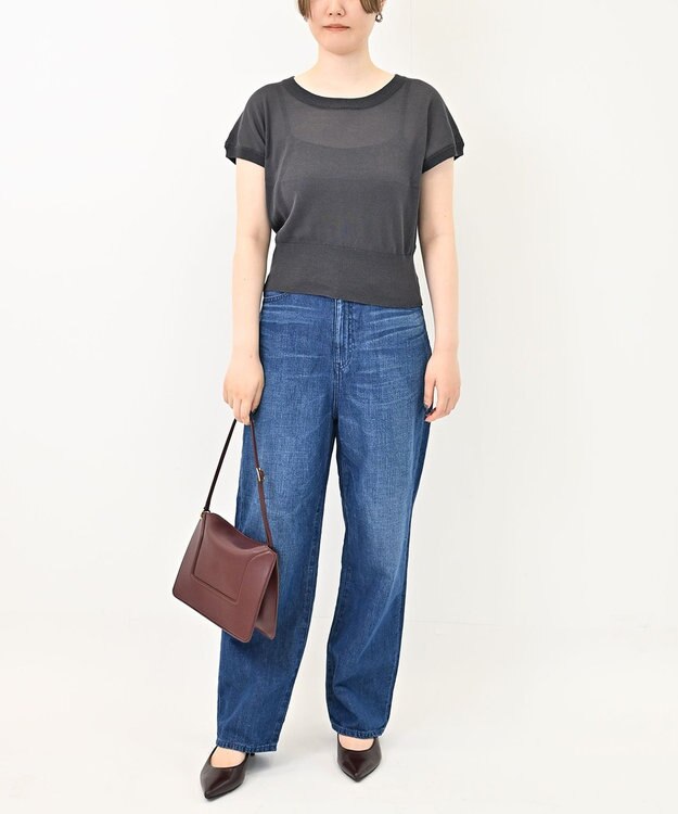 TOQUE 25SS新作〈大草直子さんアドバイザー〉シルク×コットンニットフレンチスリーブ チャコールグレー