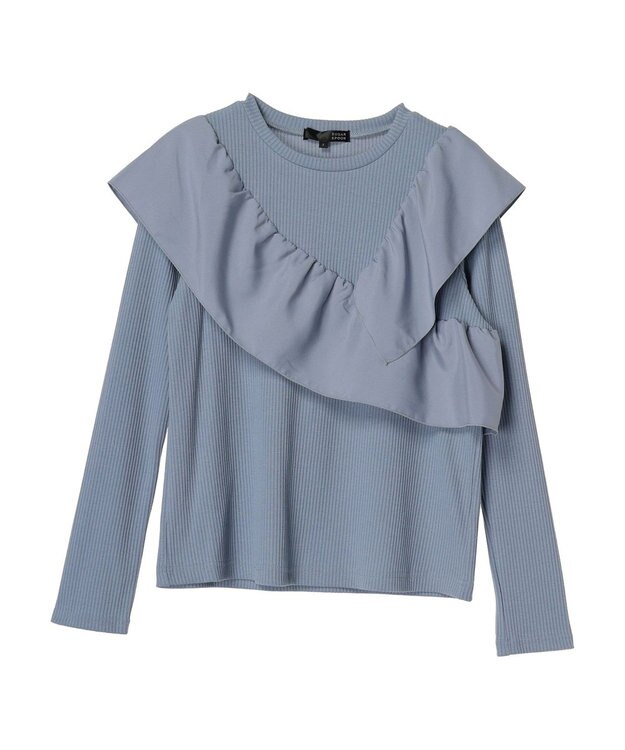 Green Parks ・ＳＵＧＡＲ　ＳＰＯＯＮ　アシンメトリーフリルロンＴＥＥ Blue