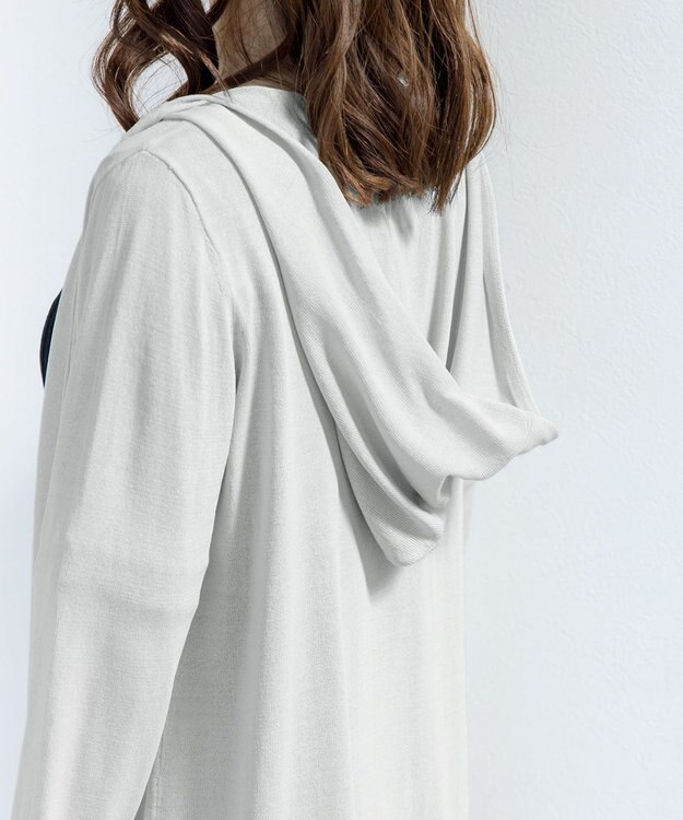 Tiaclasse L 【洗える新色追加・洗える】サマーニットフードロングカーディガン グレー