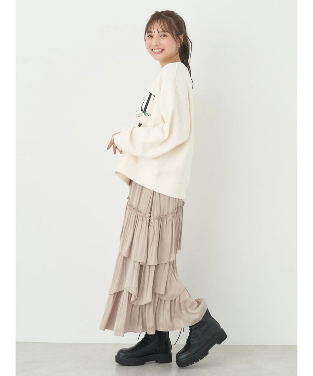 earth music&ecology ランダムティアードスカート Beige