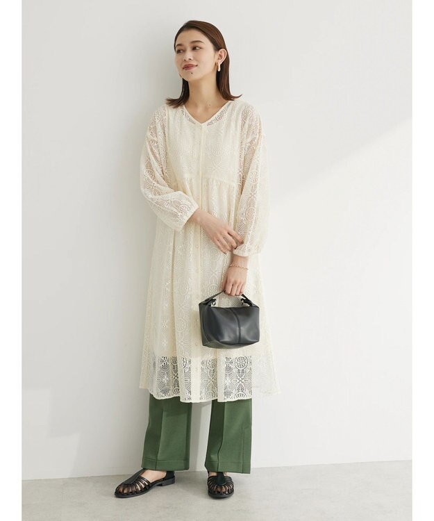 Green Parks ＳＥＴ２点レースワンピース×インナー Ecru