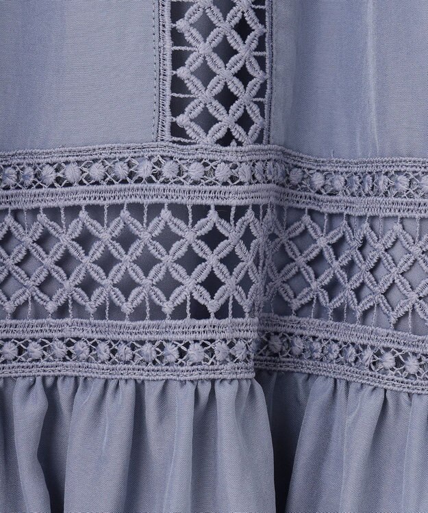 ANY SIS 【洗える】レースポイントティアード スカート スモーキーブルー