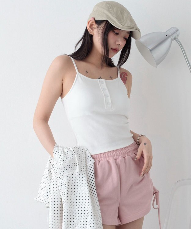 WEGO ヘンリーデザインカップインキャミ ホワイト