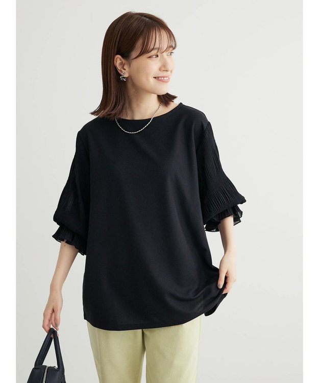 Green Parks マジョリカドッキング７分袖プルオーバー Black