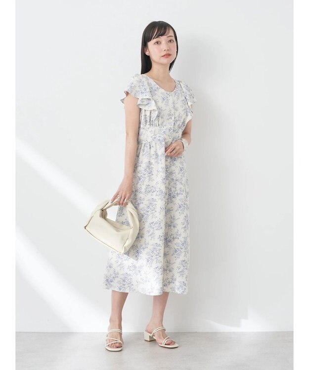 earth music&ecology フラワーフレアワンピース Ivory