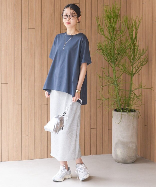 AMERICAN HOLIC 接触冷感バックフレア半袖プルオーバー Navy