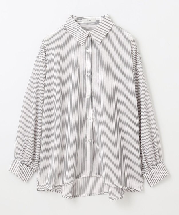 ANY L 【洗濯機可】シアーシャツ ブラウンストライプ