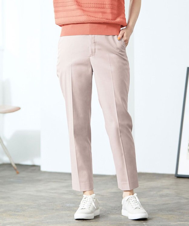 J.PRESS LADIES 【洗える・撥水・防汚】コットンFITTYシャーク テーパード パンツ ピンク系