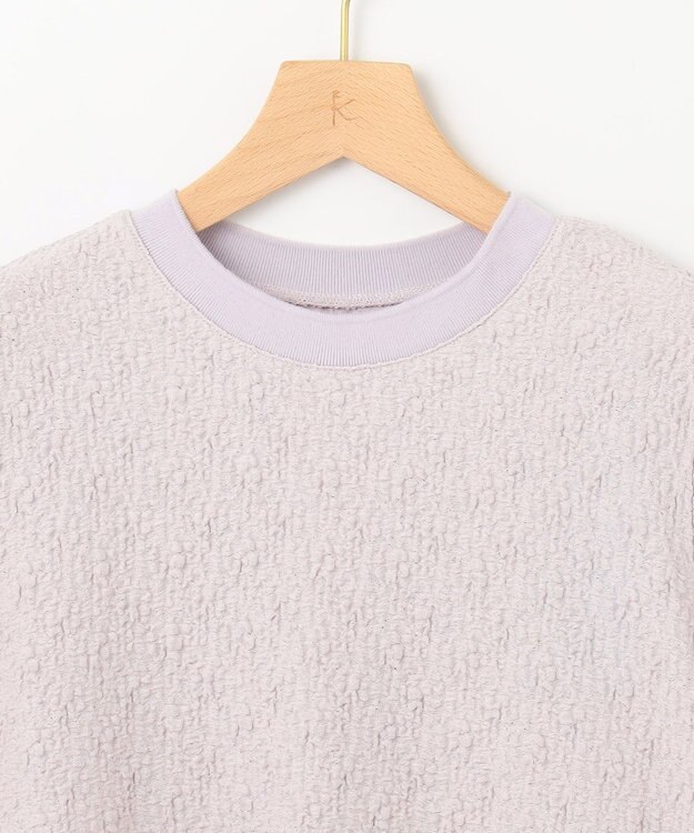 組曲 L 【WEB限定】ストレッチジャガード クロップドＴシャツ ピンクグレージュ系