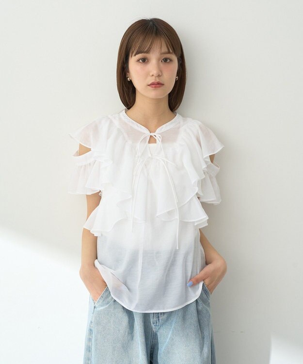 earth music&ecology ２ＷＡＹフリルブラウス White