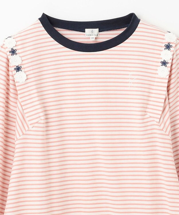 組曲 KIDS 【150-160㎝】リボンボーダー トップス ピンク系1