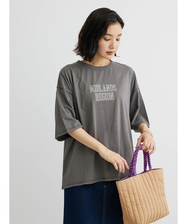 Green Parks ５分袖ピグメントロゴプルオーバー Gray