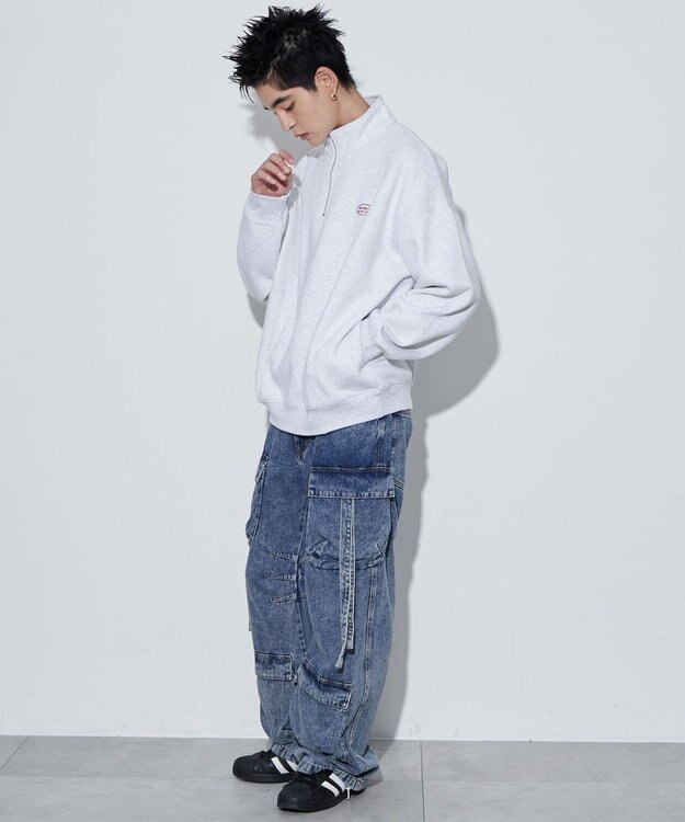 WEGO ワンポイントハーフジッププルオーバー アッシュグレー