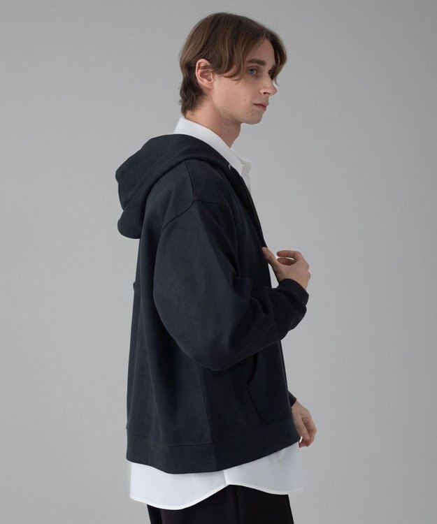 WEGO 【ユニセックス着用ITEM/MLサイズ展開】フェイクスウェードZIPパーカー ブラック中濃色