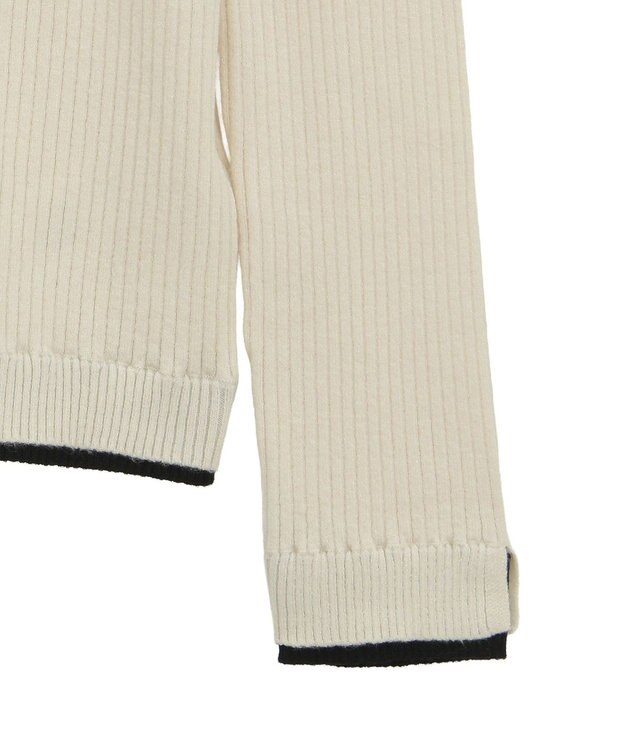 Green Parks 配色レイヤードポロリブニットカーディガン Ivory