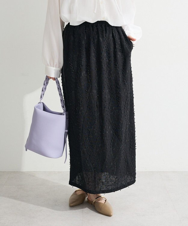 Green Parks ３Ｄレース刺しゅうスカート Black