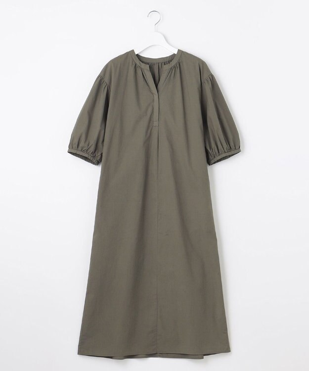 自由区 【洗える・XSサイズあり】タイプライターピースダイ ワンピース カーキ系