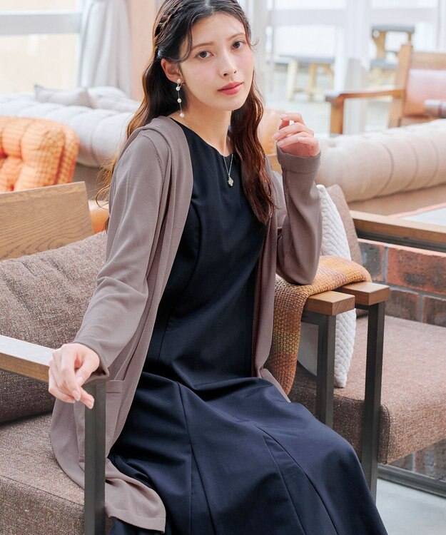 Tiaclasse L 【洗える新色追加・洗える】サマーニットフードロングカーディガン ピンク