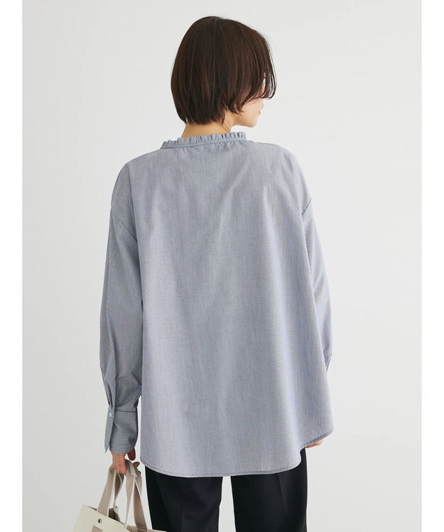 Green Parks スタンドフリルアソートブラウス Navy