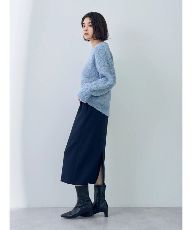 YECCA VECCA レースアップリボンヤーンニット Blue