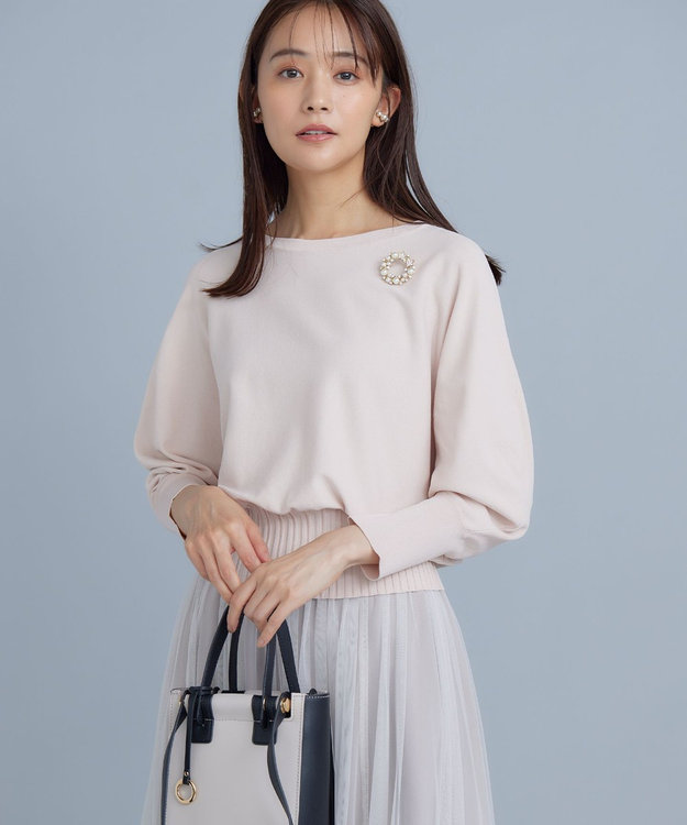 組曲 L 【5色展開・UVケア】スタイルアップ ドルマンスリーブ ニット ピンクベージュ系