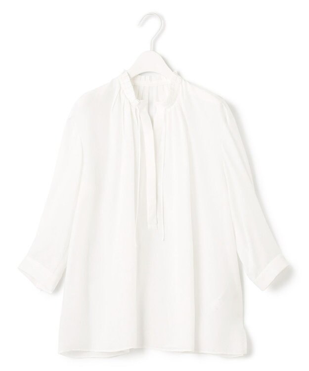 ICB 【接触冷感・速乾・洗える】 ドレープシフォン ブラウス オフホワイト系