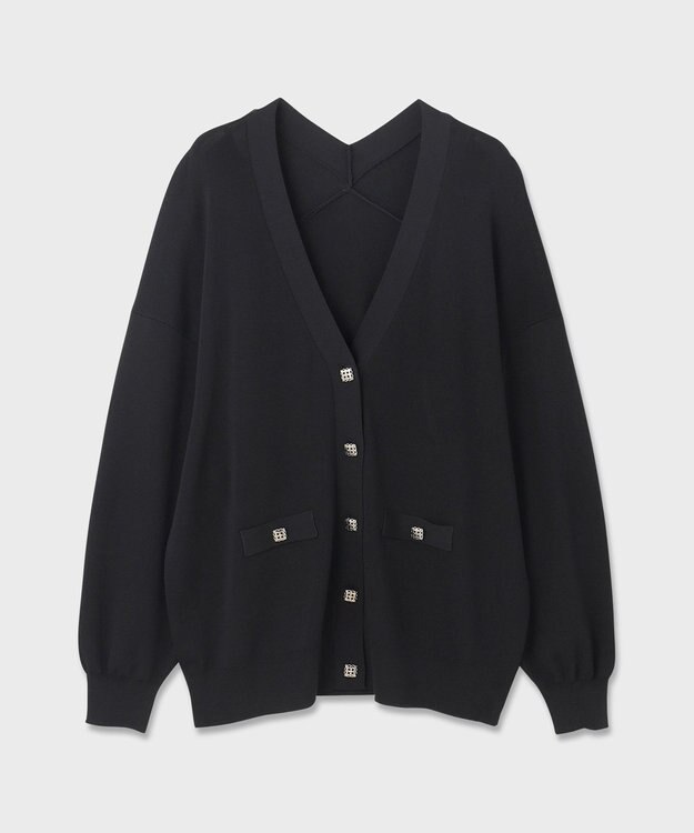 GRACE CONTINENTAL ルーズVネックニットカーディガン ブラック