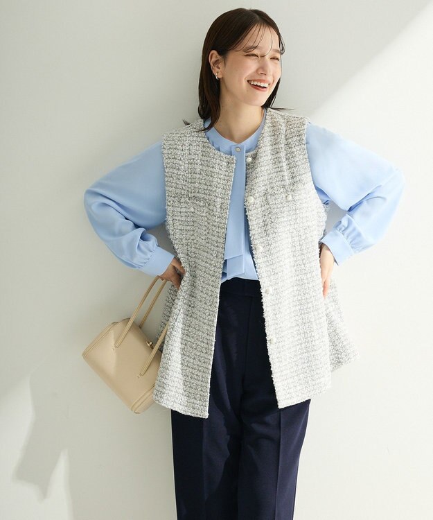 Green Parks Ｏ．ツィードペプラムベスト Gray