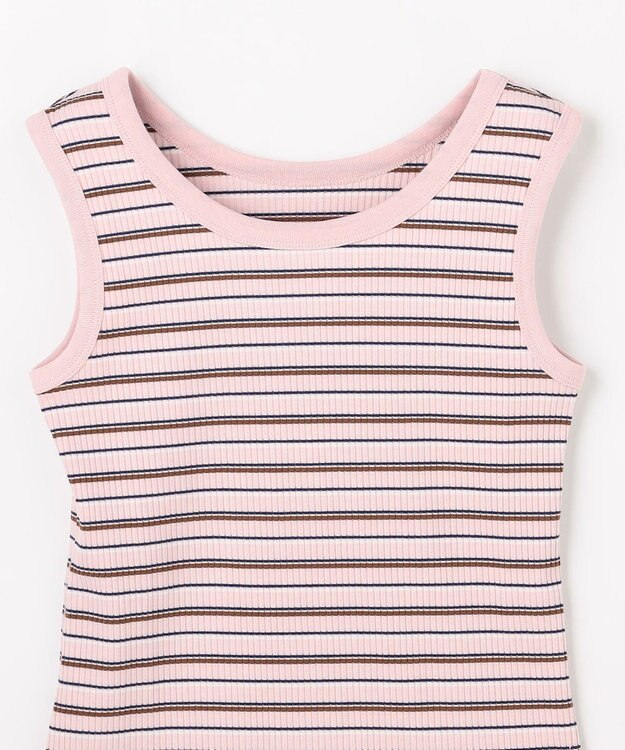 ANY テレコラウンドヘムタンクトップ ピンクベース