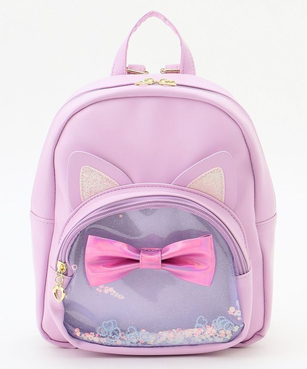 ANY KIDS ネコ耳付き シャラシャラ リュック ラベンダー
