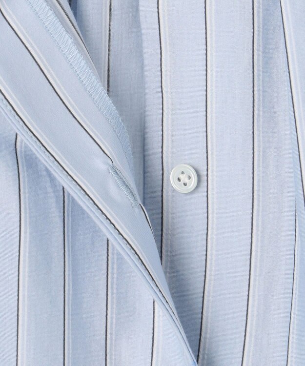 J.PRESS LADIES L 【イージーケア】ストライプジャージー バンドカラー カットソー サックスブルー系1