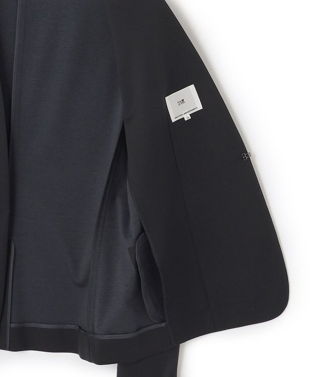 23区 S 【セットアップ対応/洗える】ストレッチポンチ ノーカラー ジャケット ネイビー系