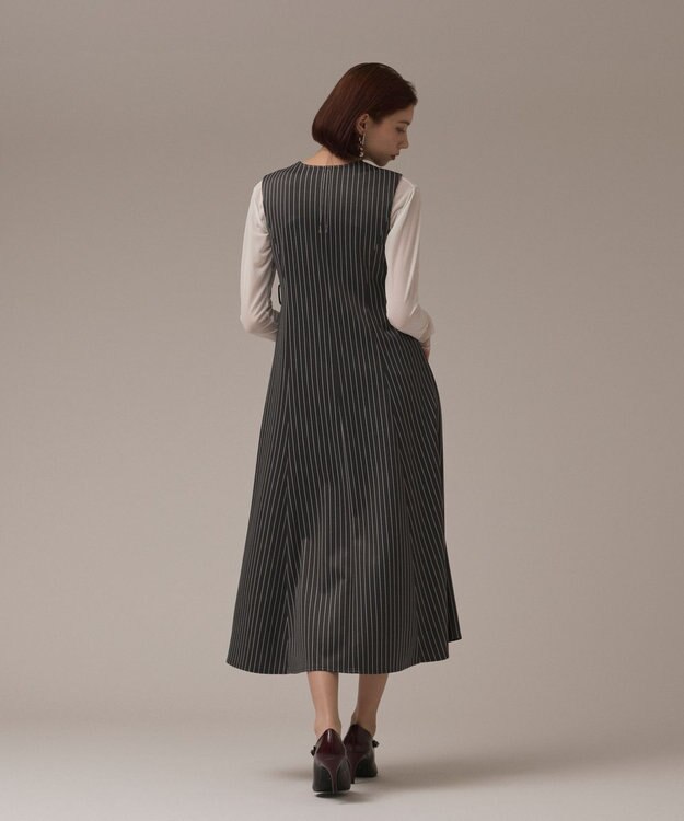 GRACE CONTINENTAL ストライプジャージワンピース グレー