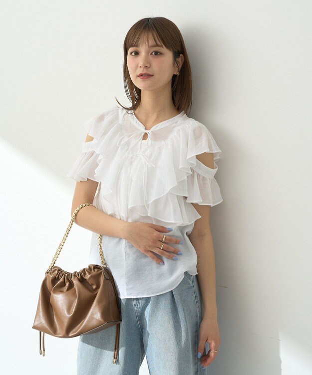 earth music&ecology ２ＷＡＹフリルブラウス White