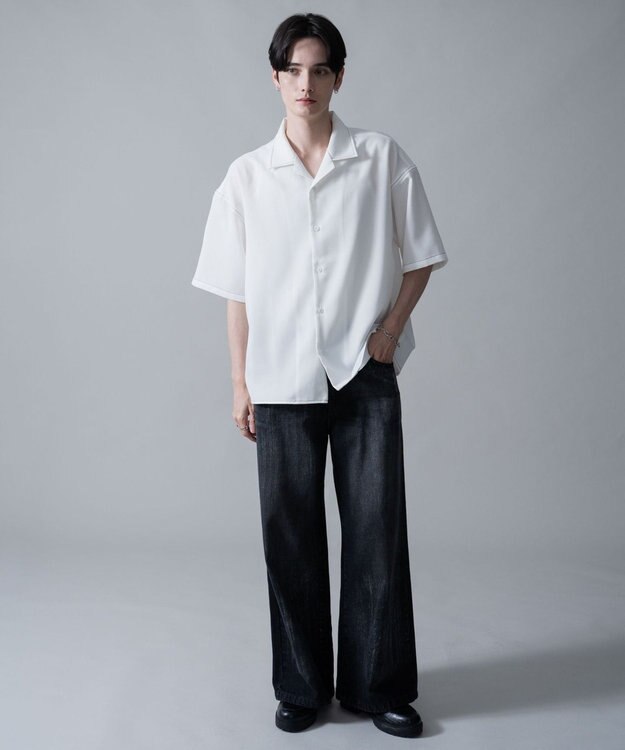 WEGO 【速乾/しわになりにくい/MLサイズ展開】ドライポリオープンカラーシャツ（SS） ホワイトその他