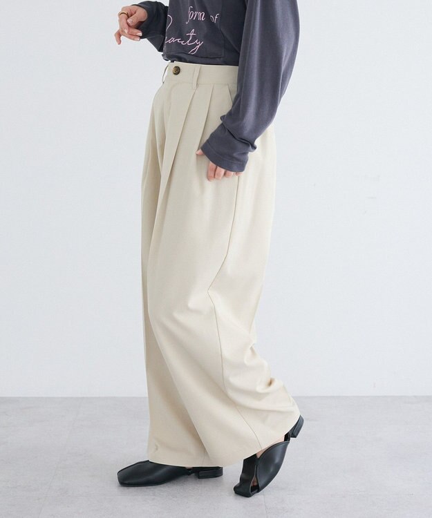 CRAFT STANDARD BOUTIQUE タックイージーワイドパンツ Light Beige