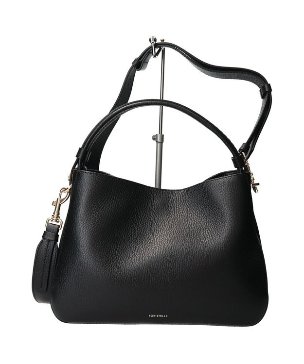 INTER-CHAUSSURES 【LORISTELLA】ミディアムサイズレザーハンドバッグ ブラック
