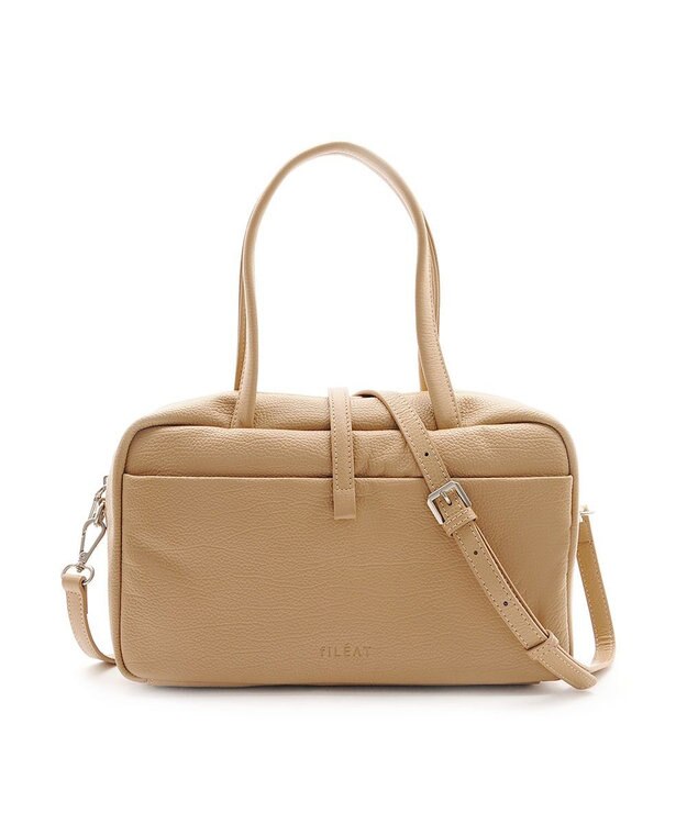 MioFIRANO レクタングル本革ハンドバッグ 2WAY　fiLEAT フィリート BEIGE