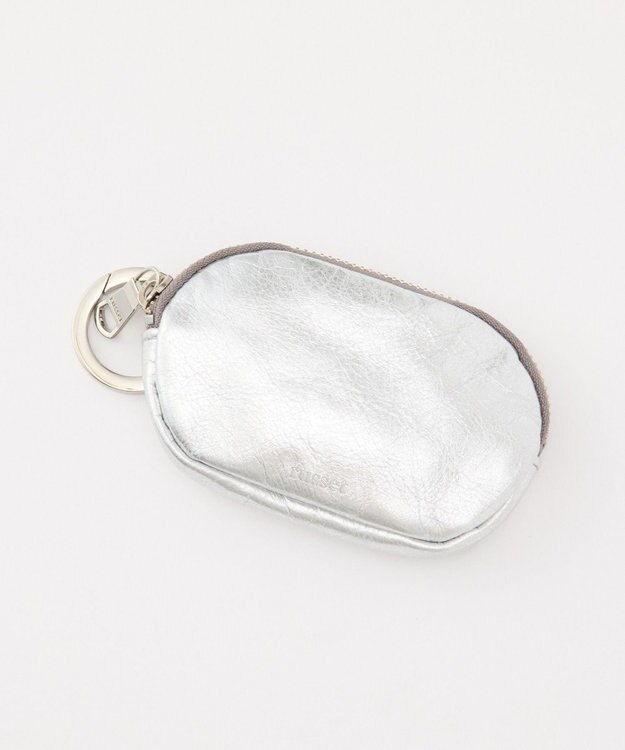 russet カラビナ付き ソフトレザー横長ポーチ(Z-218) Silver