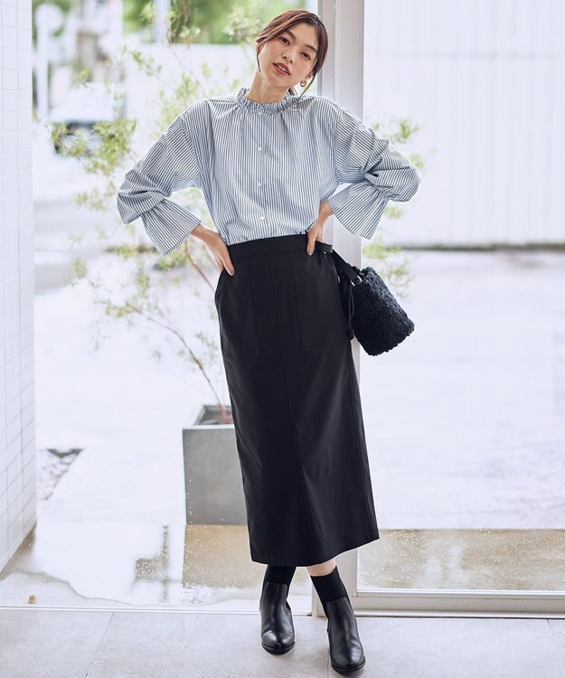 ANY L 【ウエストゴム】ベイカースカート ブラック