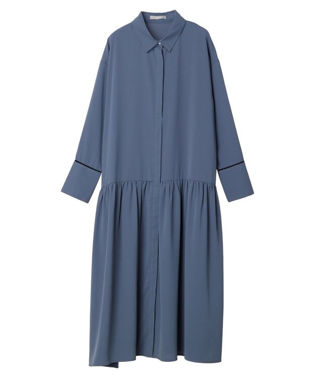 Green Parks armonia．配色シャツワンピース Blue