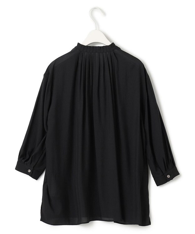 ICB 【接触冷感・速乾・洗える】 ドレープシフォン ブラウス ブラック系