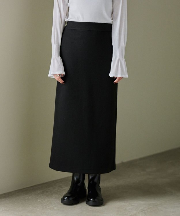 #Newans 【洗濯機可能/セットアップ】ナローシルエットエアリースカート ブラック