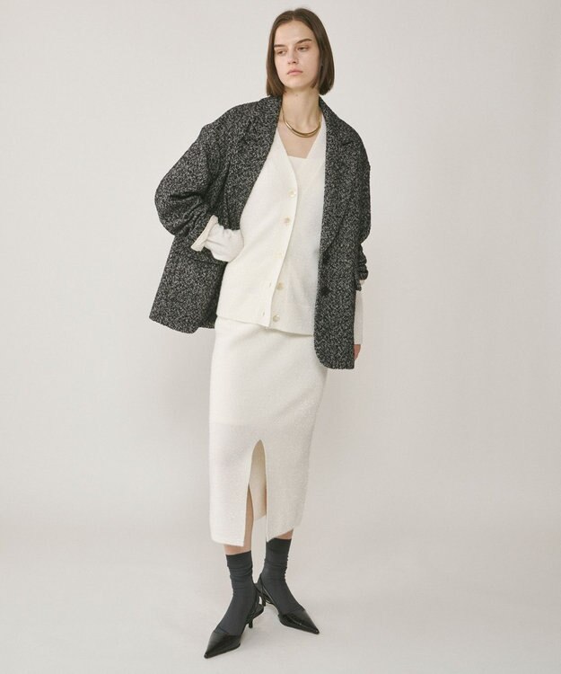 GRACE CONTINENTAL フィルムヤーンニットカーディガン ホワイト