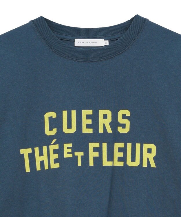 AMERICAN HOLIC デザインカレッジロゴプリントTシャツ Navy