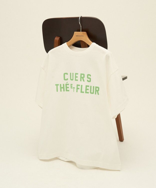 AMERICAN HOLIC デザインカレッジロゴプリントTシャツ Off White