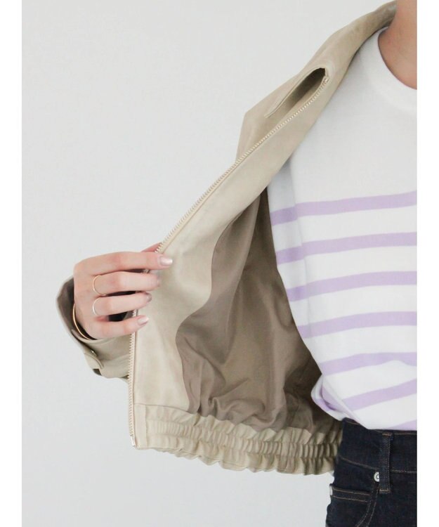 Te chichi フェイクレザークロップドブルゾン グレー