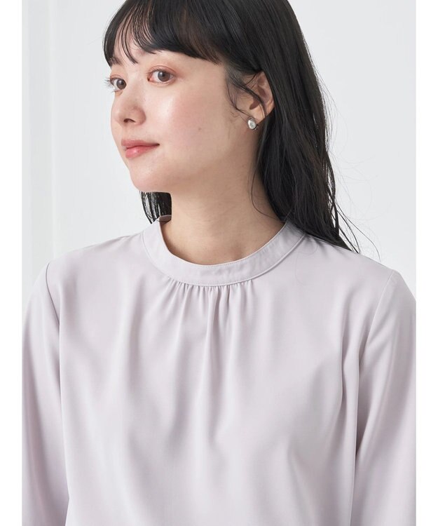 earth music&ecology ラッフル７分袖ブラウス Pink Beige